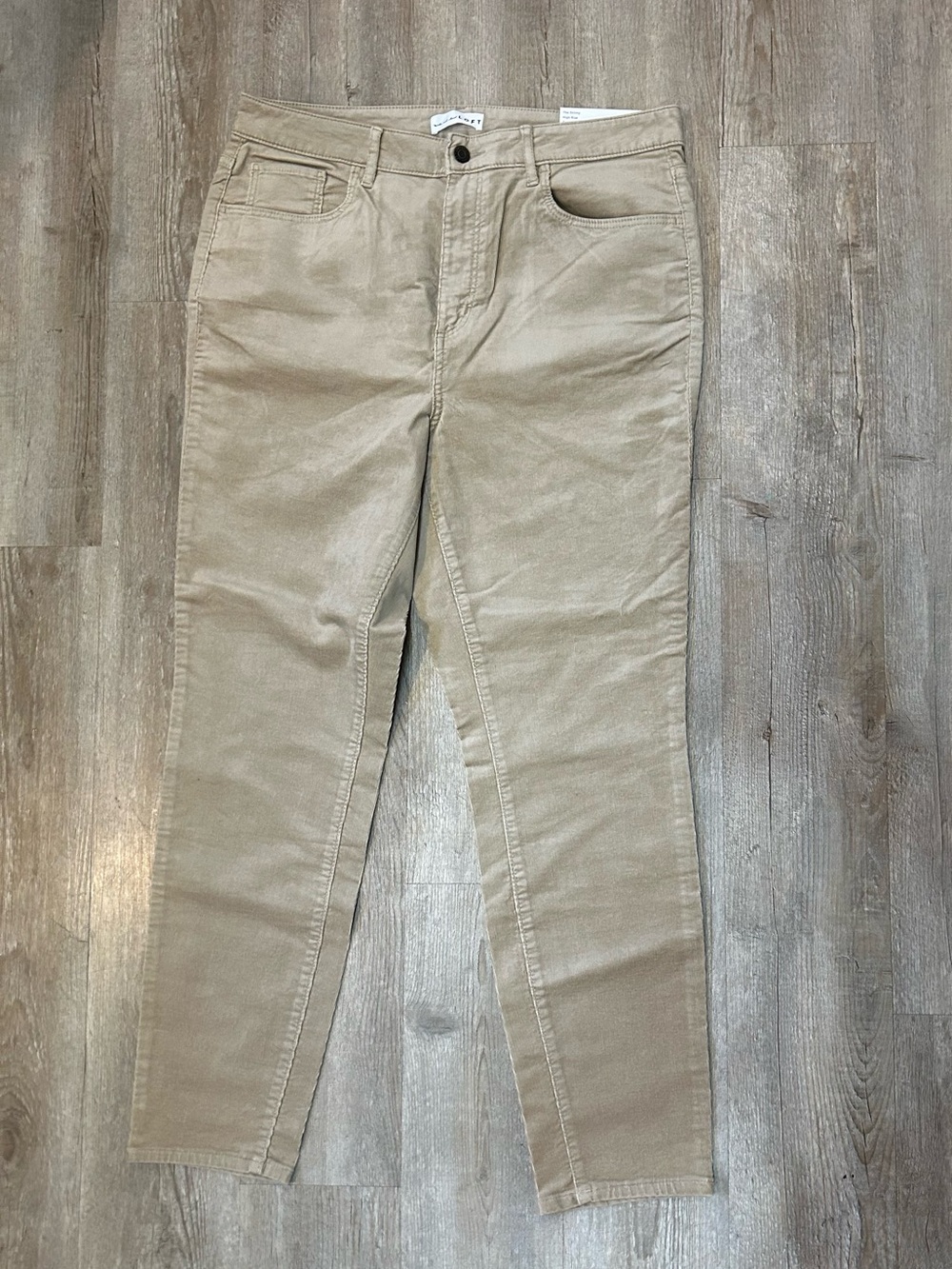Loft Tan Corduroy Skinny High Rise Curvy Fit Pants Size 32 Regular Inseam NWT